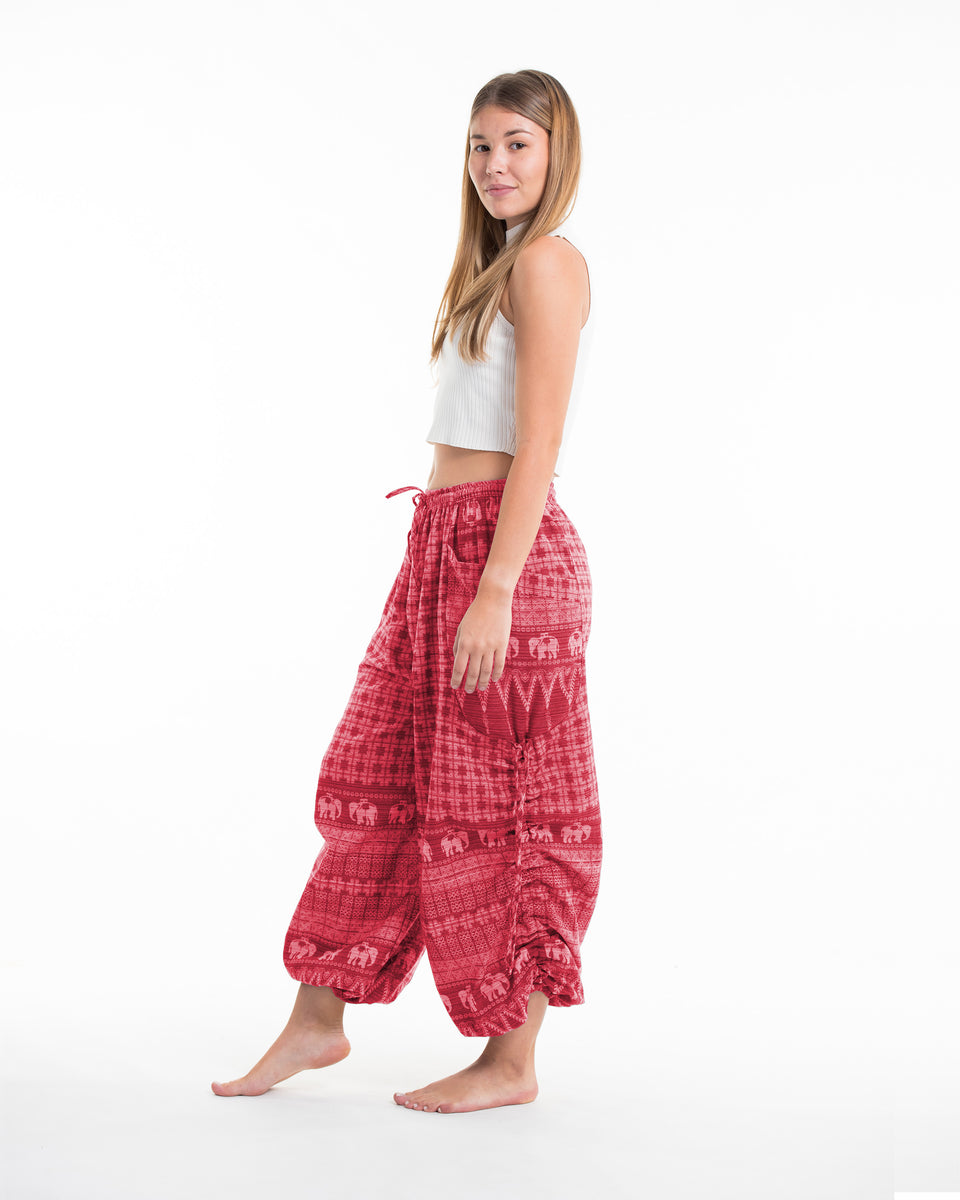 Women's Hill Tribe Cotton Elephant Pants in Red – Harem Pants