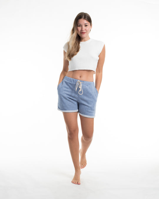 Women's Terry Shorts with Tribal Pockets in Light Blue (Size S - L)