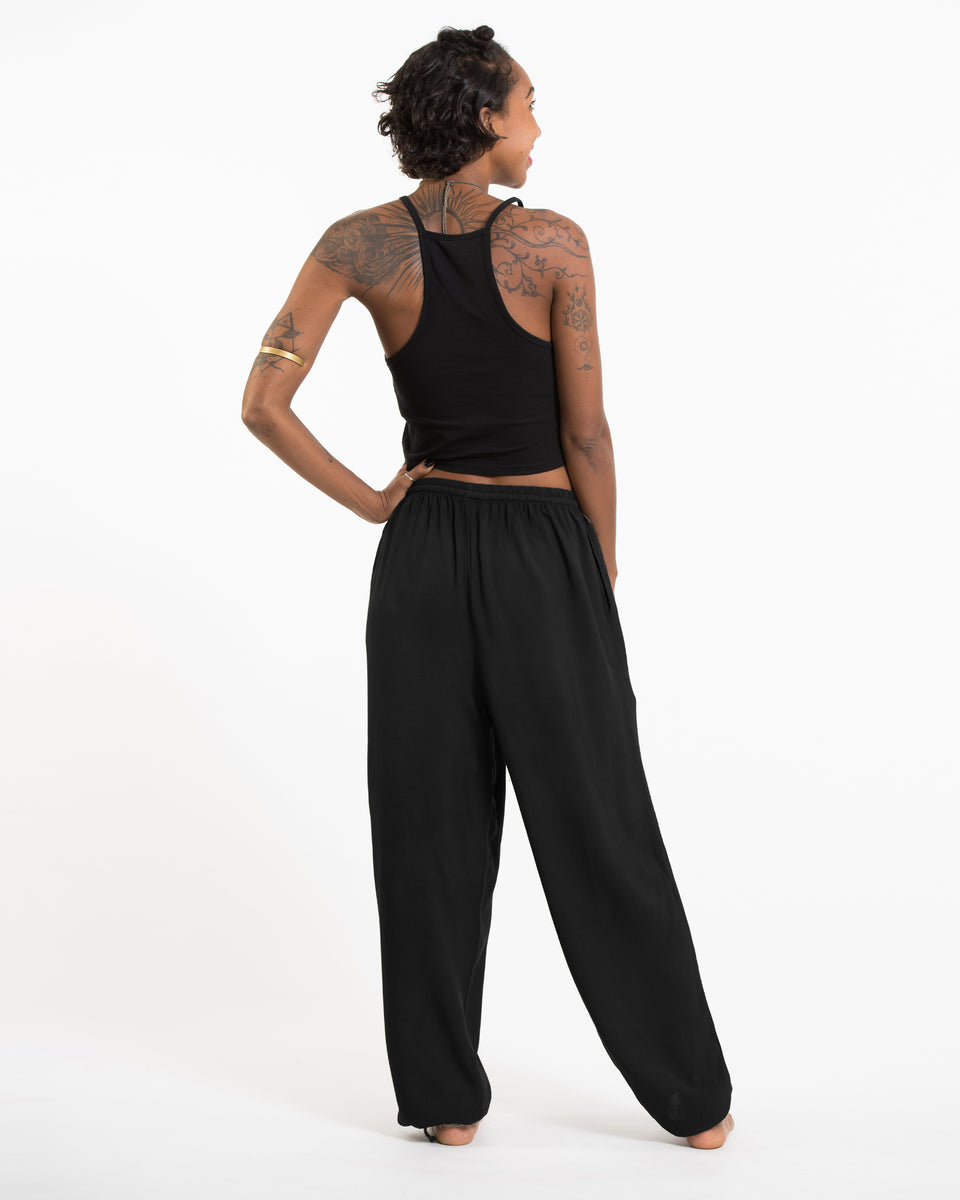 Solid Color Drawstring Women's Yoga Massage Pants in Black – Harem