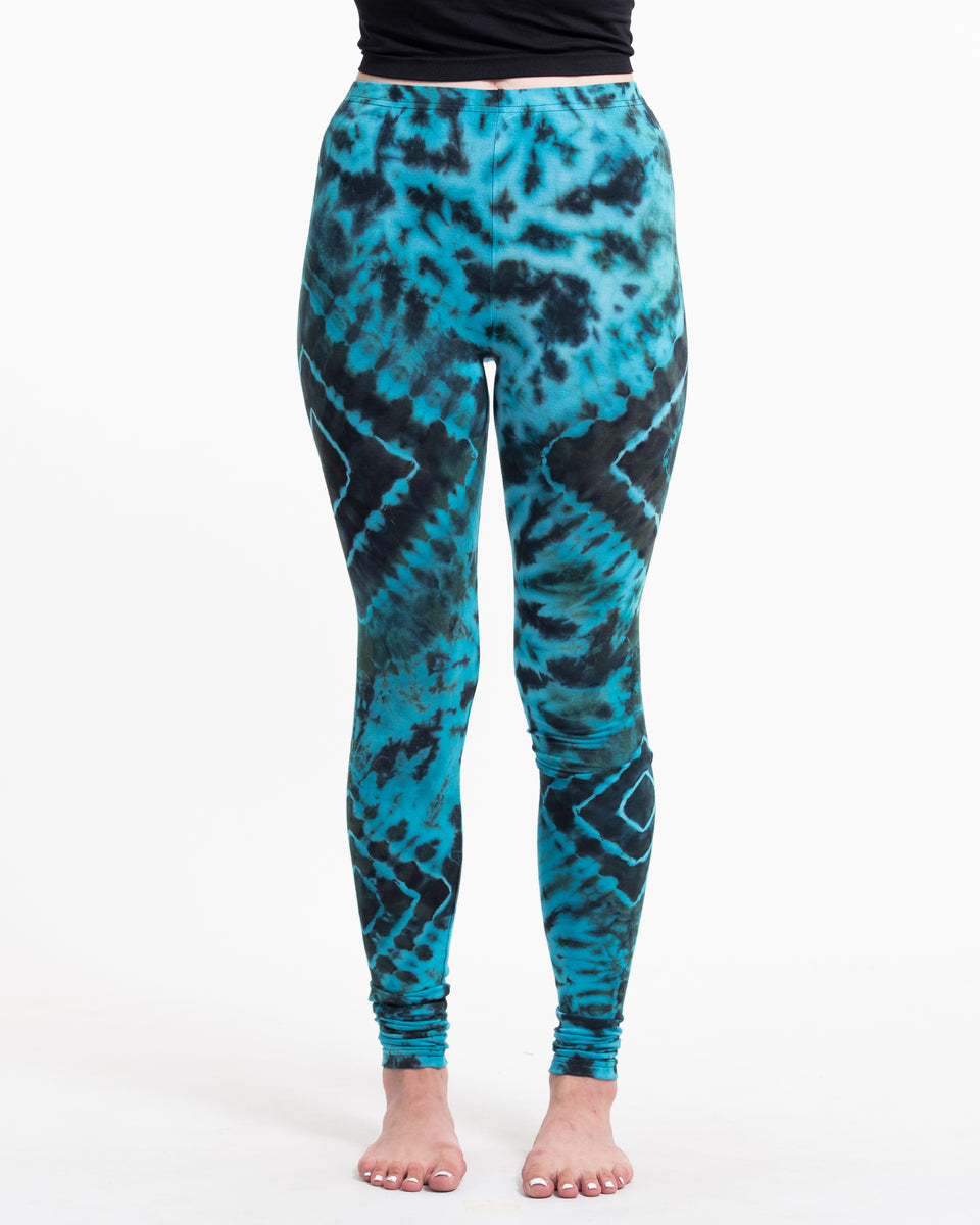 Diamond Tie Dye Cotton Leggings in Turquoise – Harem Pants