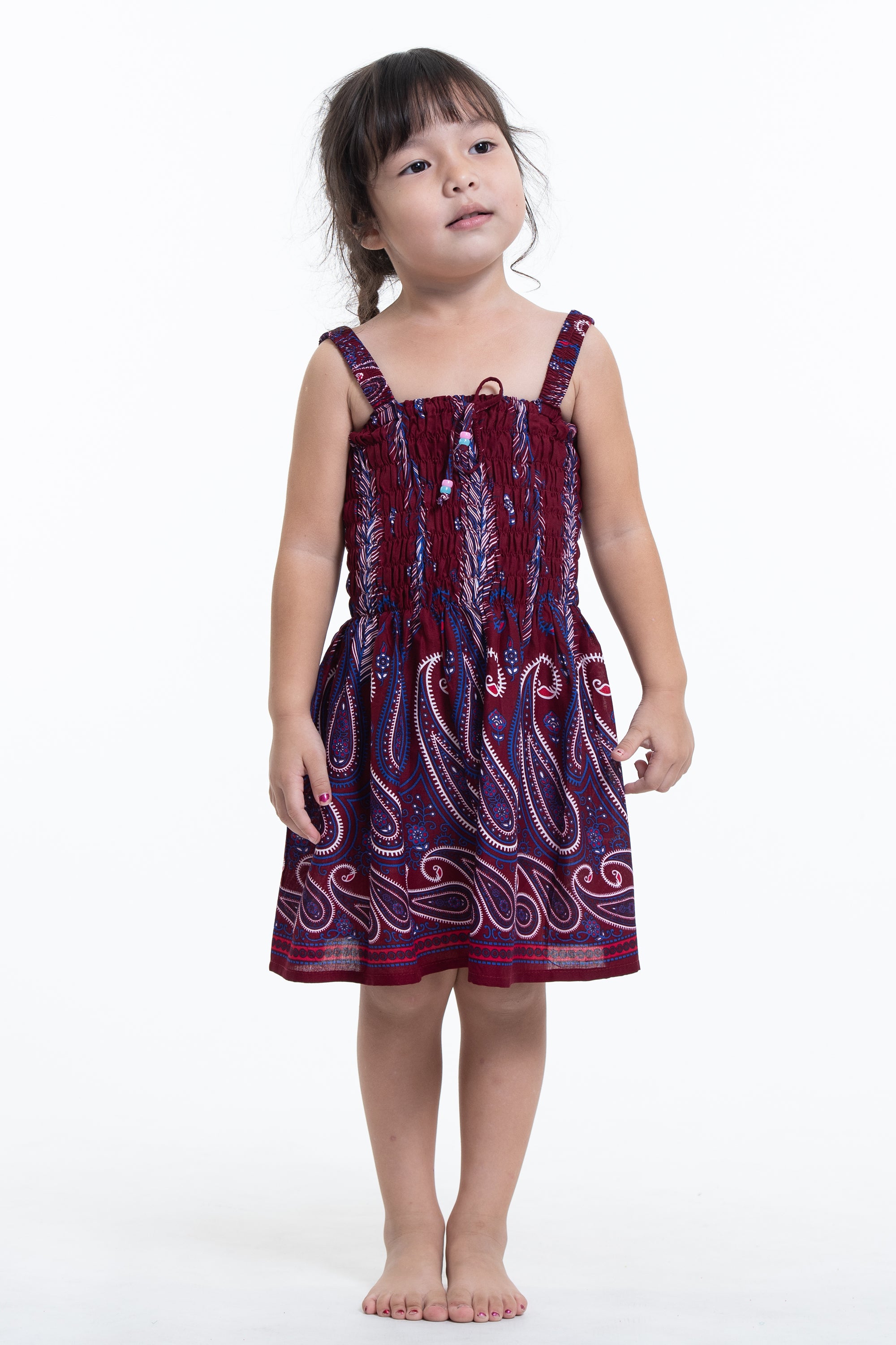 red smock dress Kids Paisley Feathers Smock Dress in Red. – Harem Pants