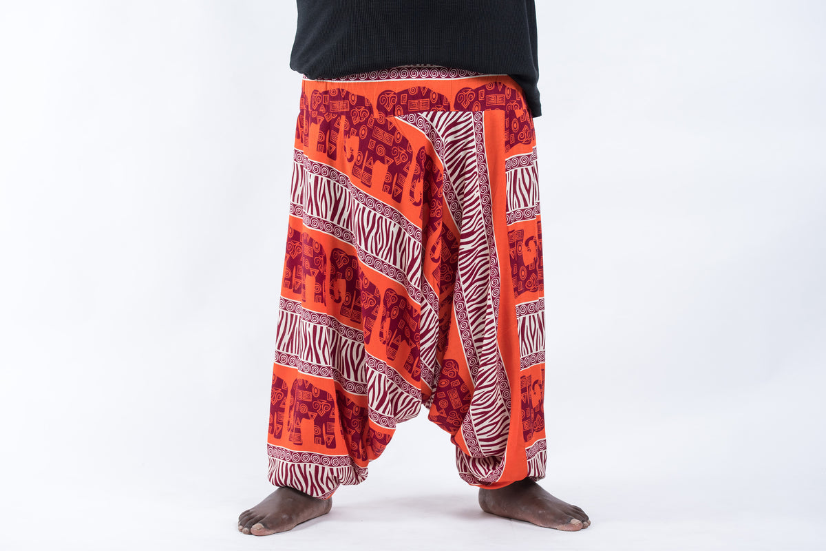 Plus Size Safari Elephant Men's Elephant Pants in Orange