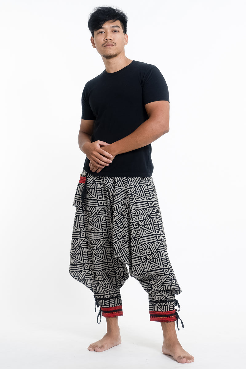 Woven Prints Thai Hill Tribe Fabric Men s Harem Pants with Ankle