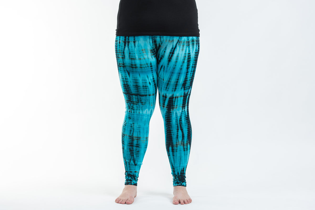 Plus Size Lightning Stripes Tie Dye Cotton Leggings in Turquoise – Harem  Pants