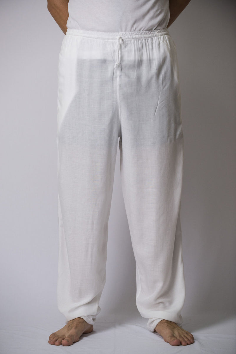 Mens white top yoga pants