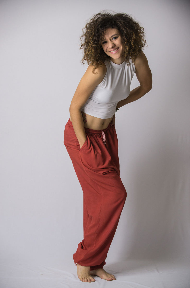 Solid Color Drawstring Women's Yoga Massage Pants in Red – Harem Pants