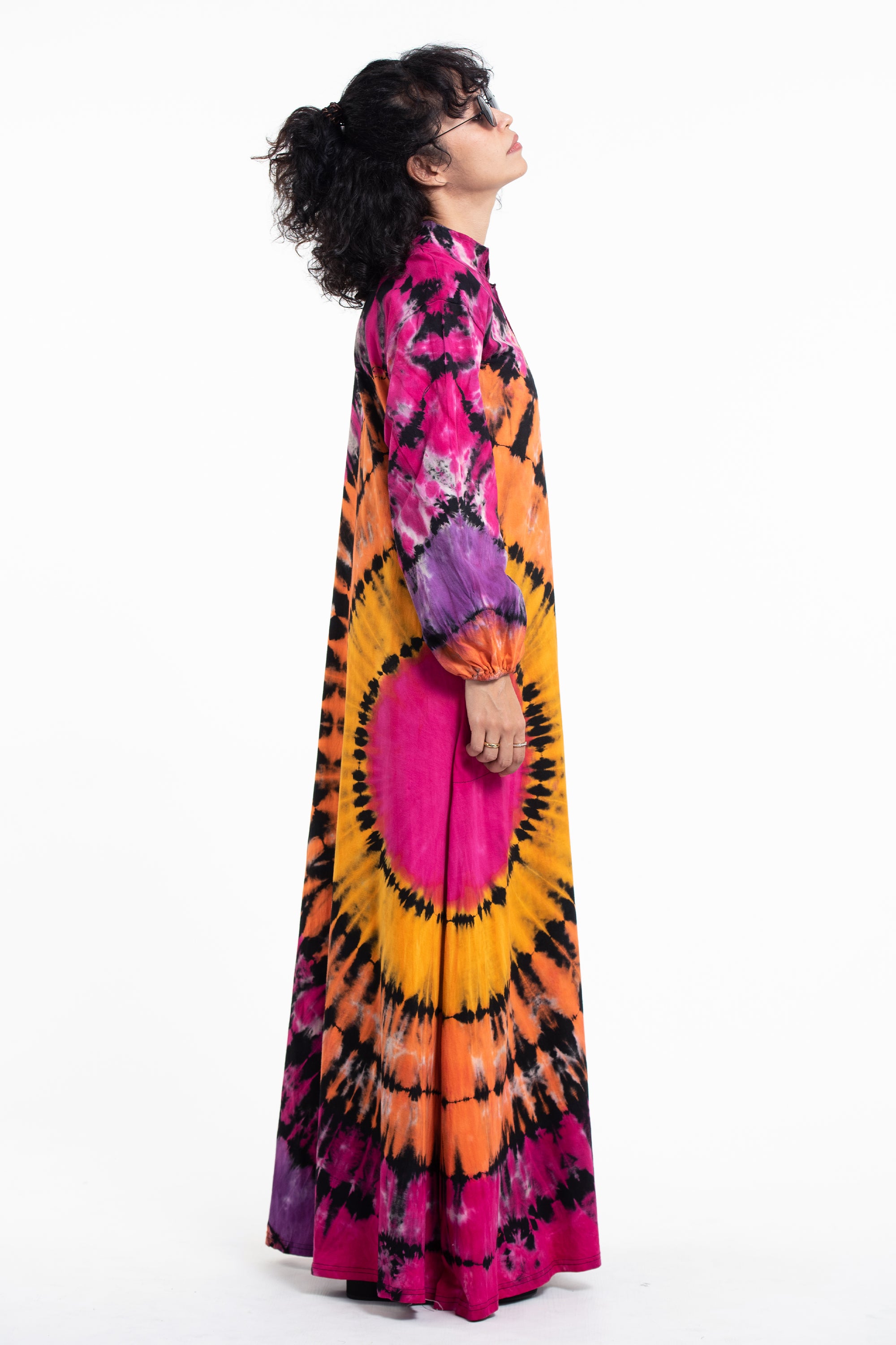 Tie Dye Long Sleeve Maxi Dress in Festival Black Harem Pants Tie Dye Long Sleeve Maxi Dress in Festival Black Harem Pants