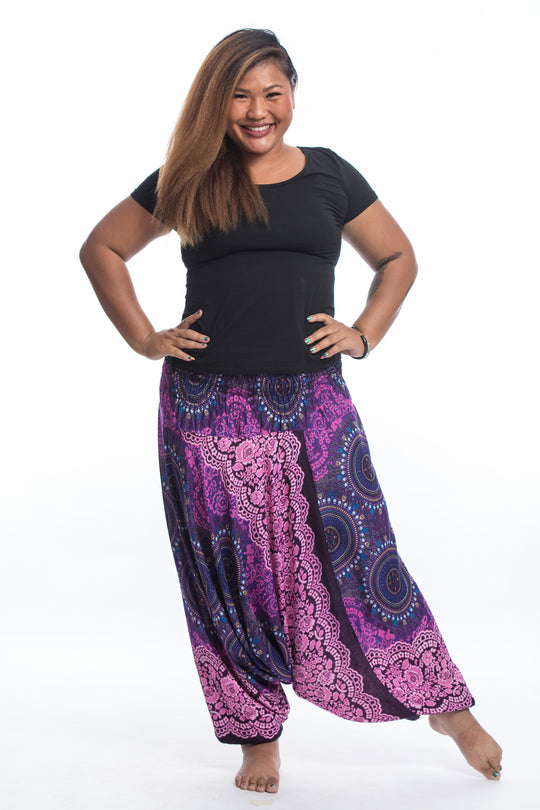 Plus Size Trishula Mandalas 2-in-1 Jumpsuit Harem Pants in Pink