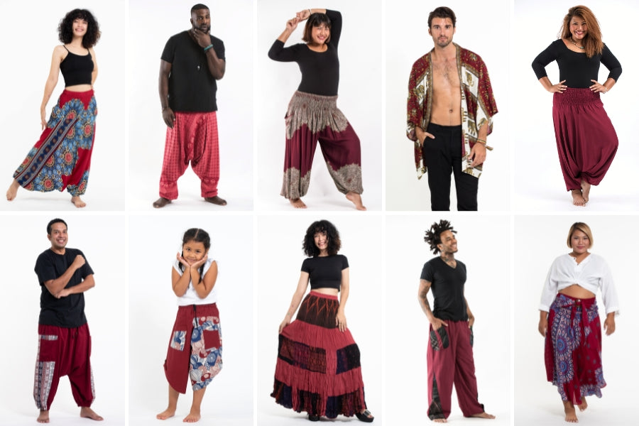 Red Harem Pants, Kimonos, and Accessories