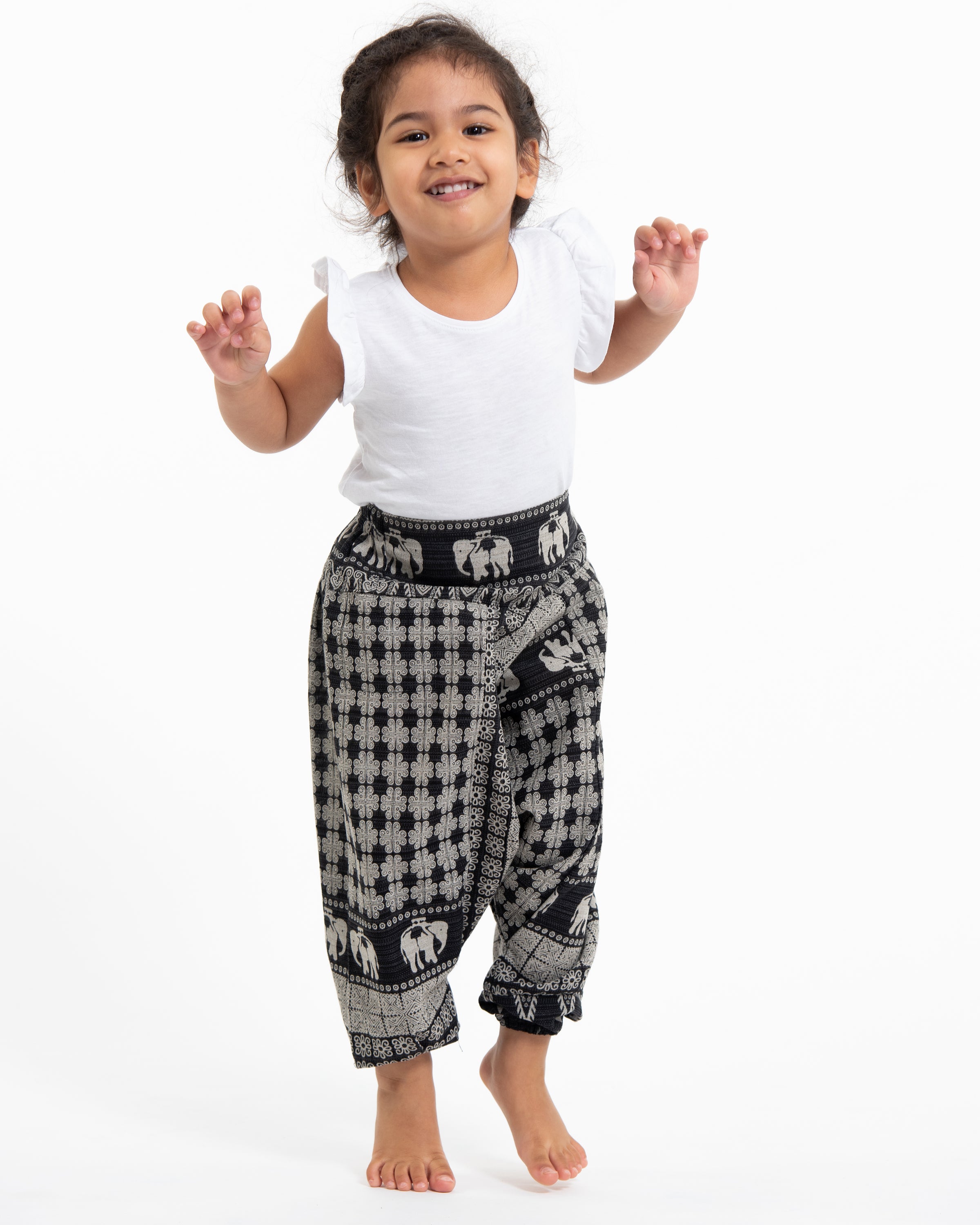 Hill Tribe Elephant Kids Elephant Pants in Black