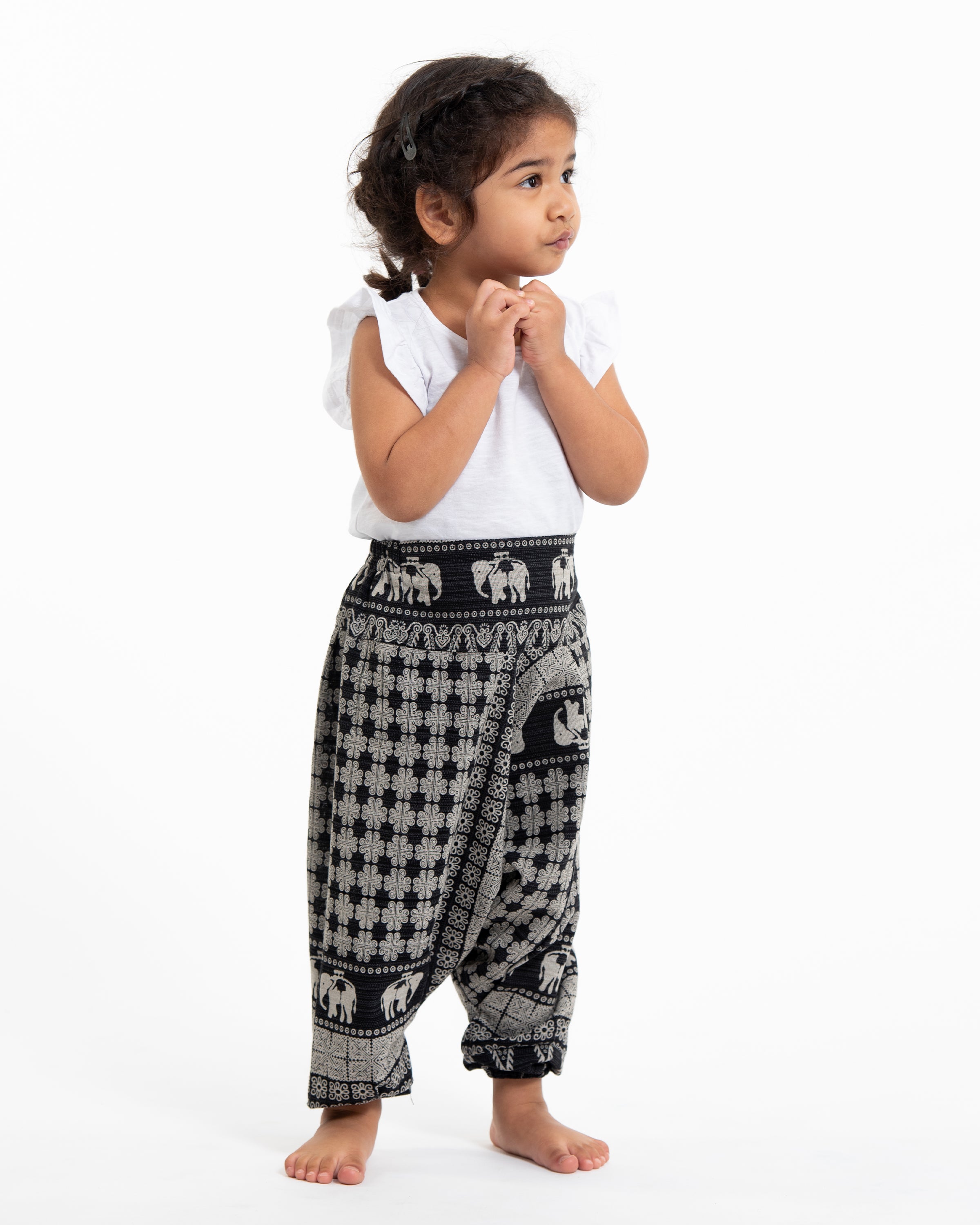Hill Tribe Elephant Kids Elephant Pants in Black