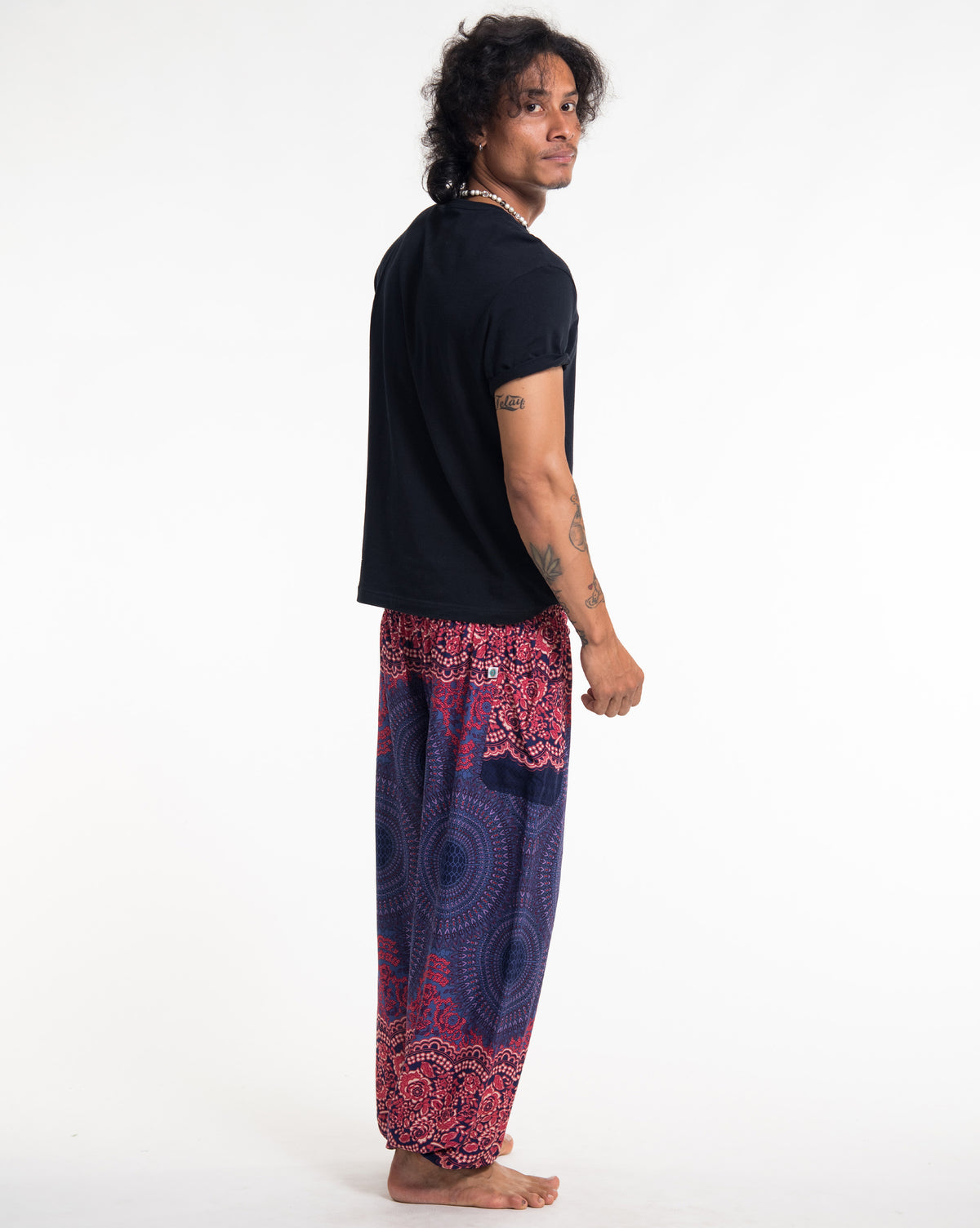 Geometric Mandalas Men's Harem Pants in Blue