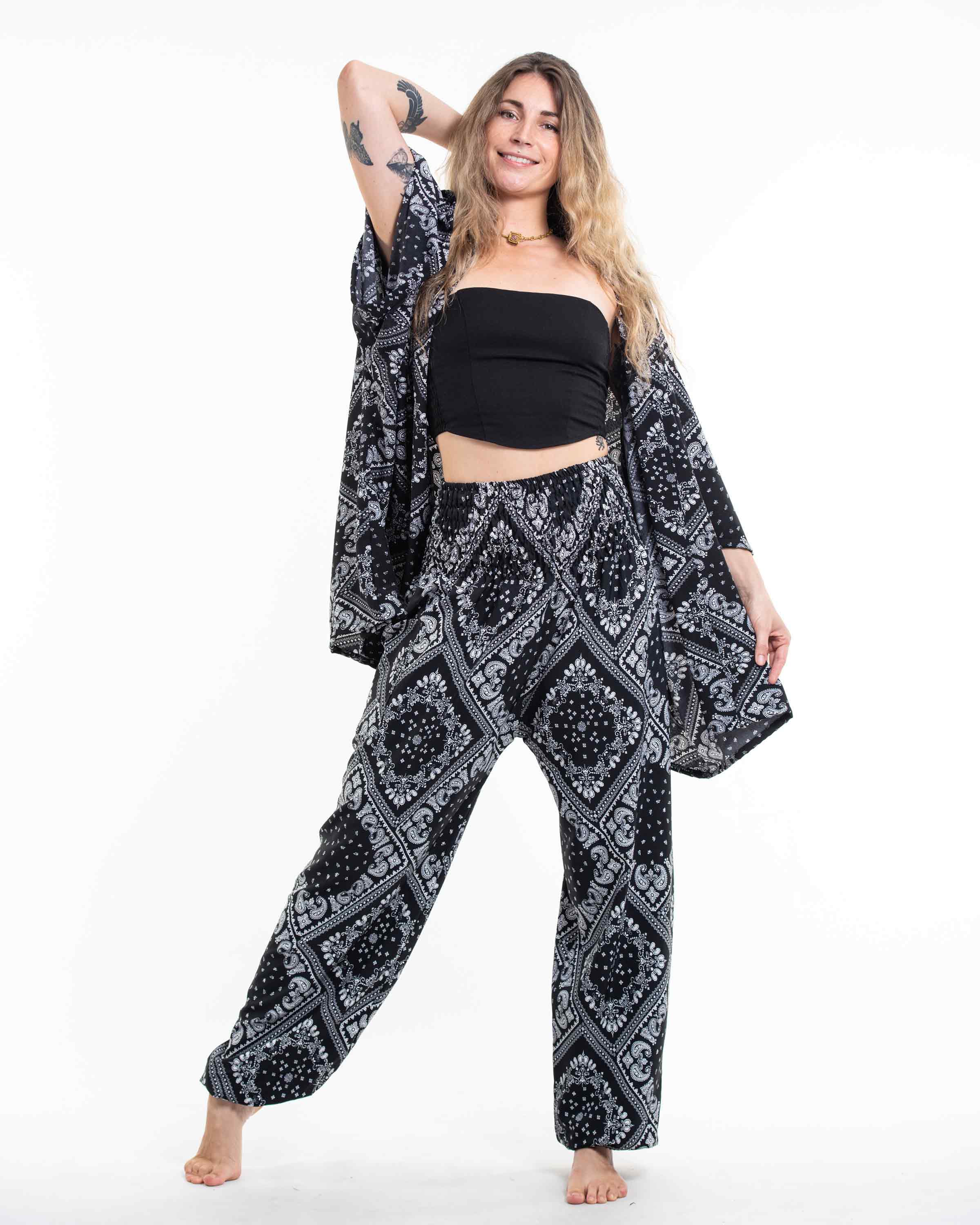 Unisex Patchwork Paisley Lounge Set in Black