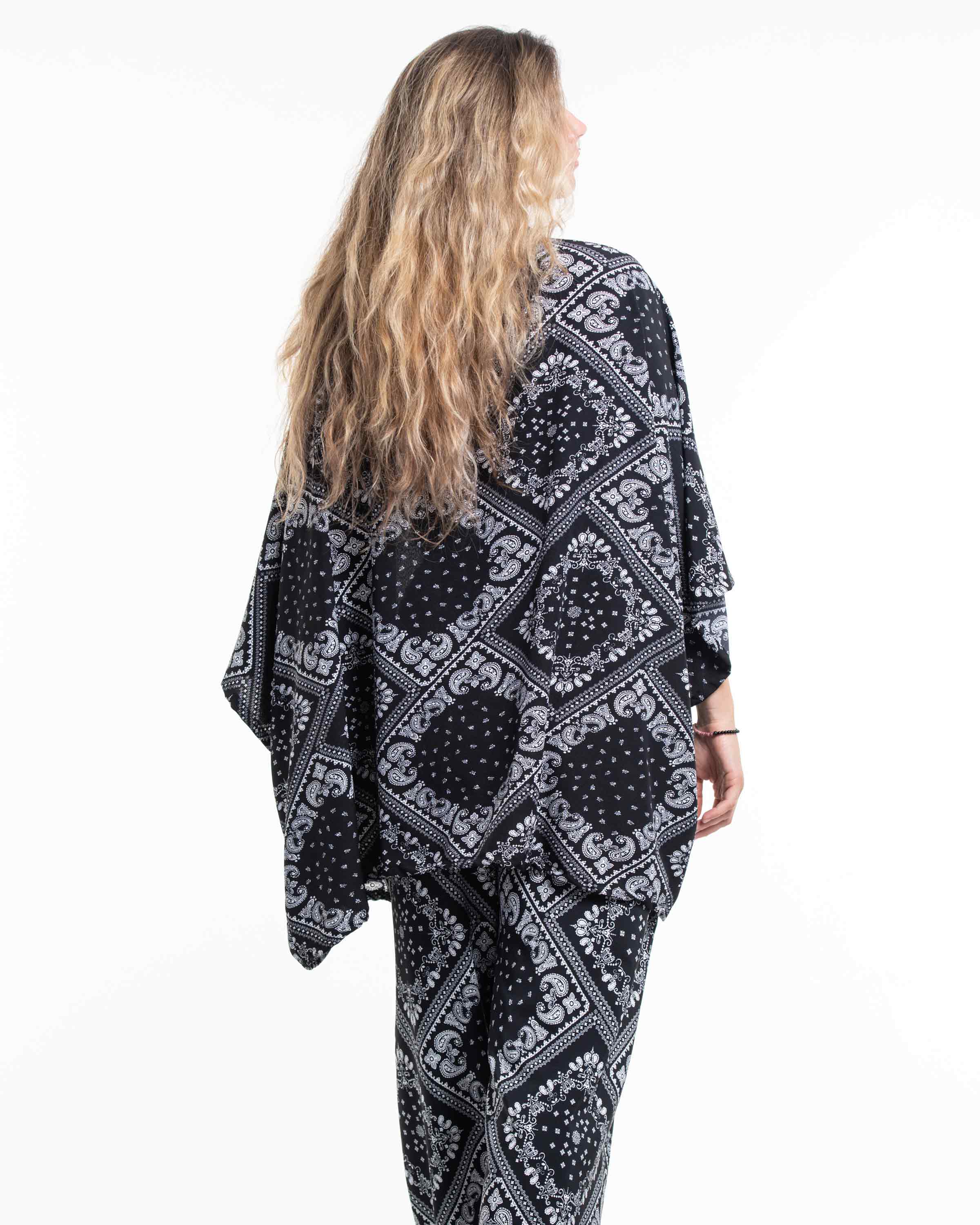 Unisex Patchwork Paisley Lounge Set in Black
