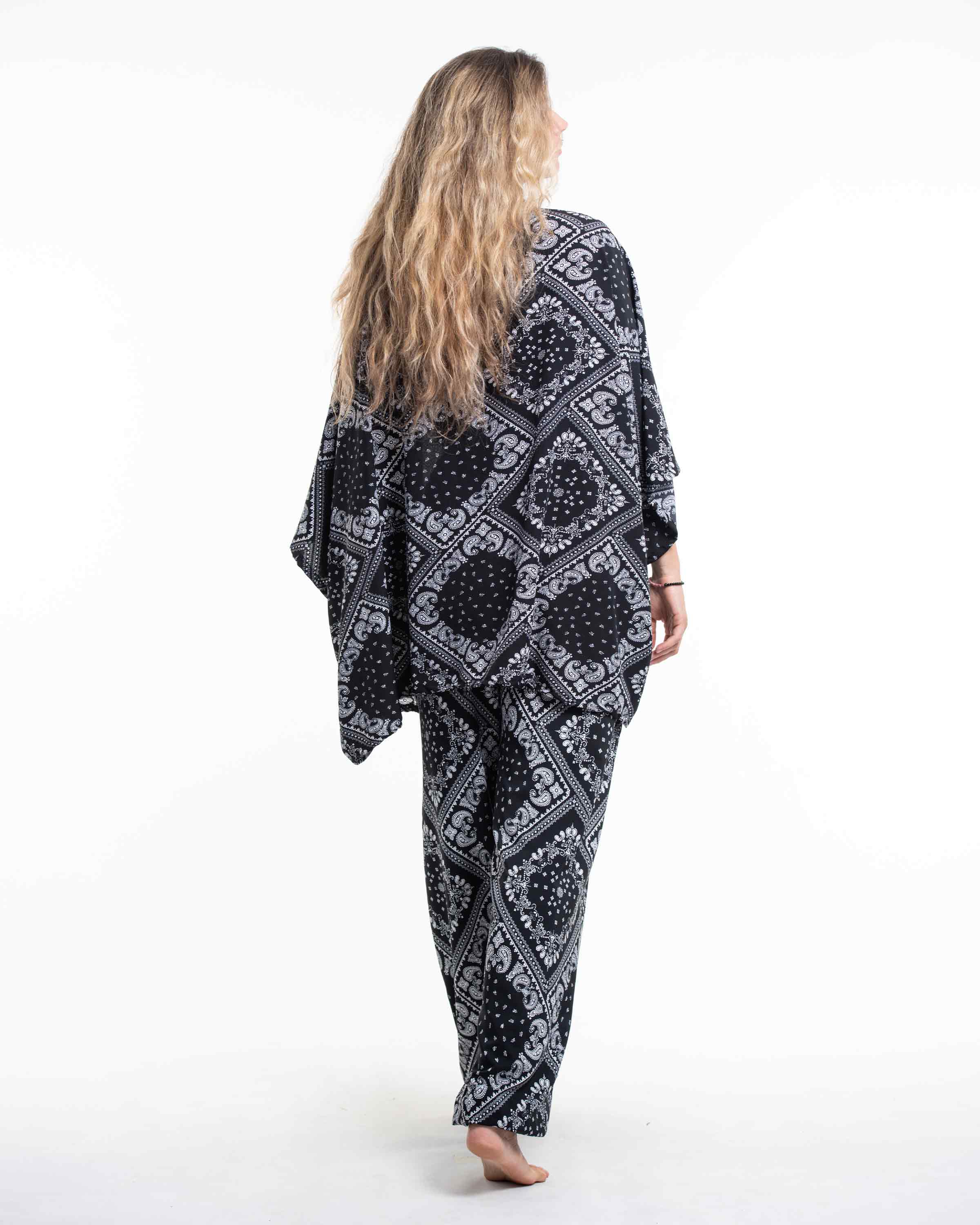 Unisex Patchwork Paisley Lounge Set in Black