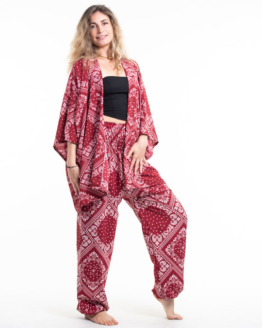 Unisex Patchwork Paisley Lounge Set in Red