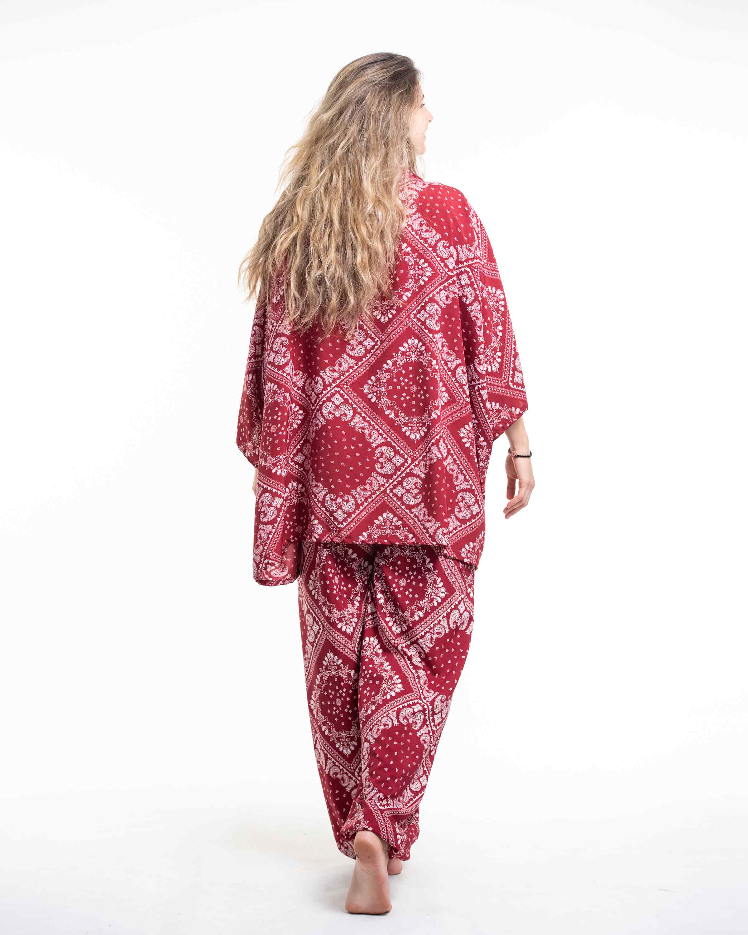 Unisex Patchwork Paisley Lounge Set in Red