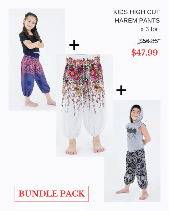 Pack of 3 - Kids Unisex High Cut Harem Pants 01
