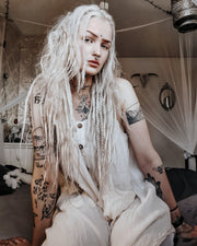 Crinkled Hill Tribe Cotton Tank Dress in Off White