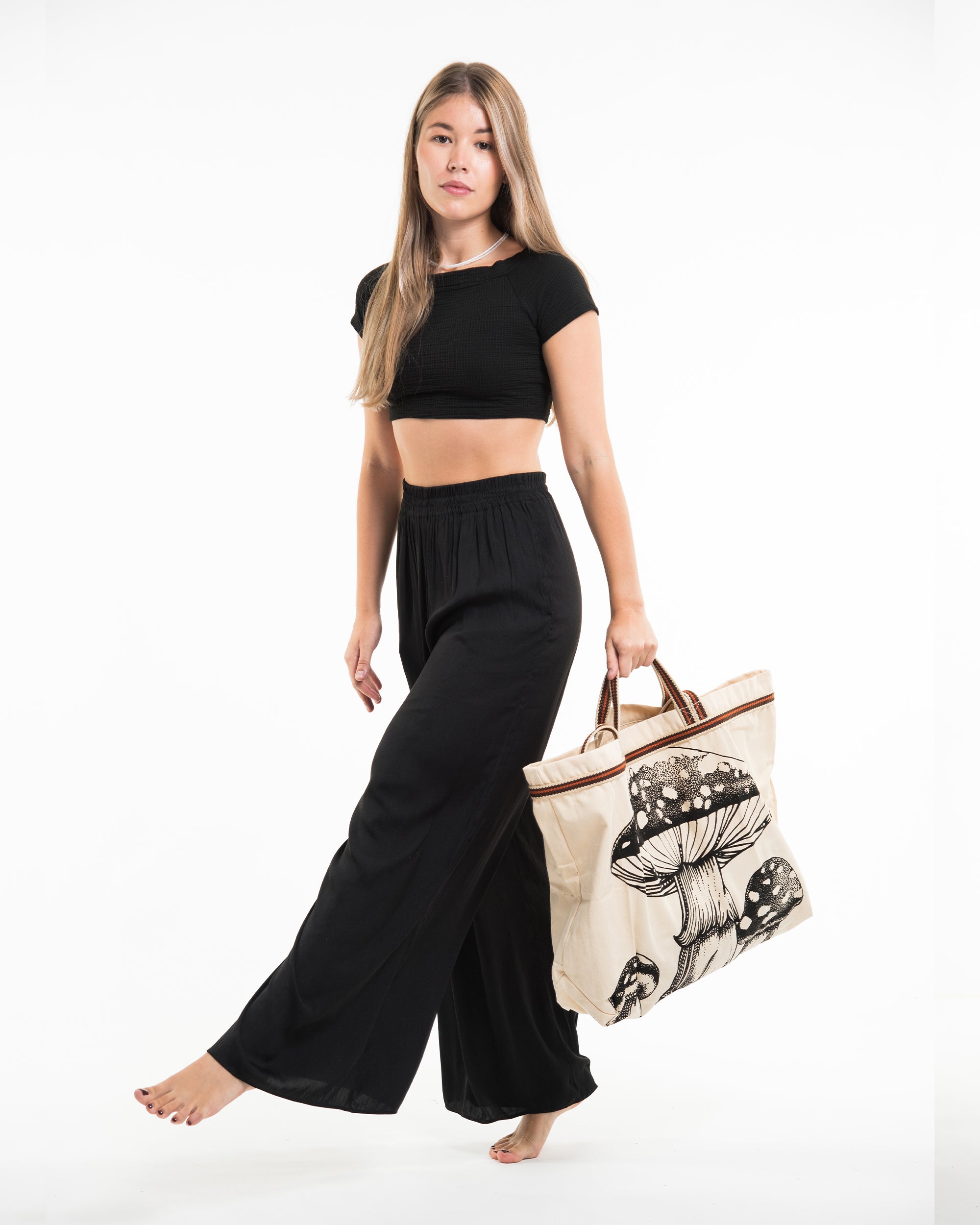 Mushrooms Canvas Tote Bag in Natural