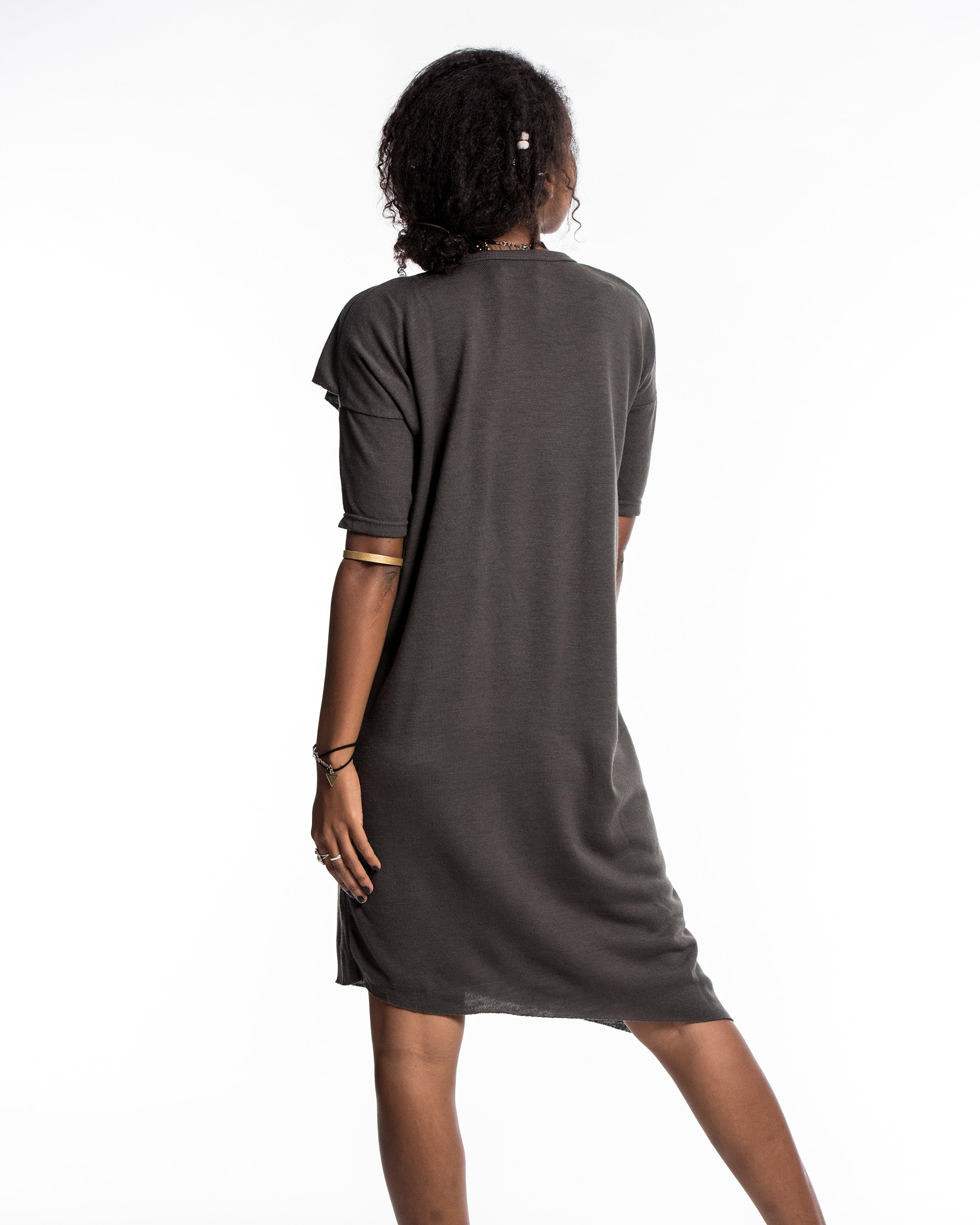 Diagonal Frill Dress in Gray