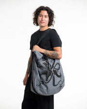 Octopus Denim Drawstring Tote Bag