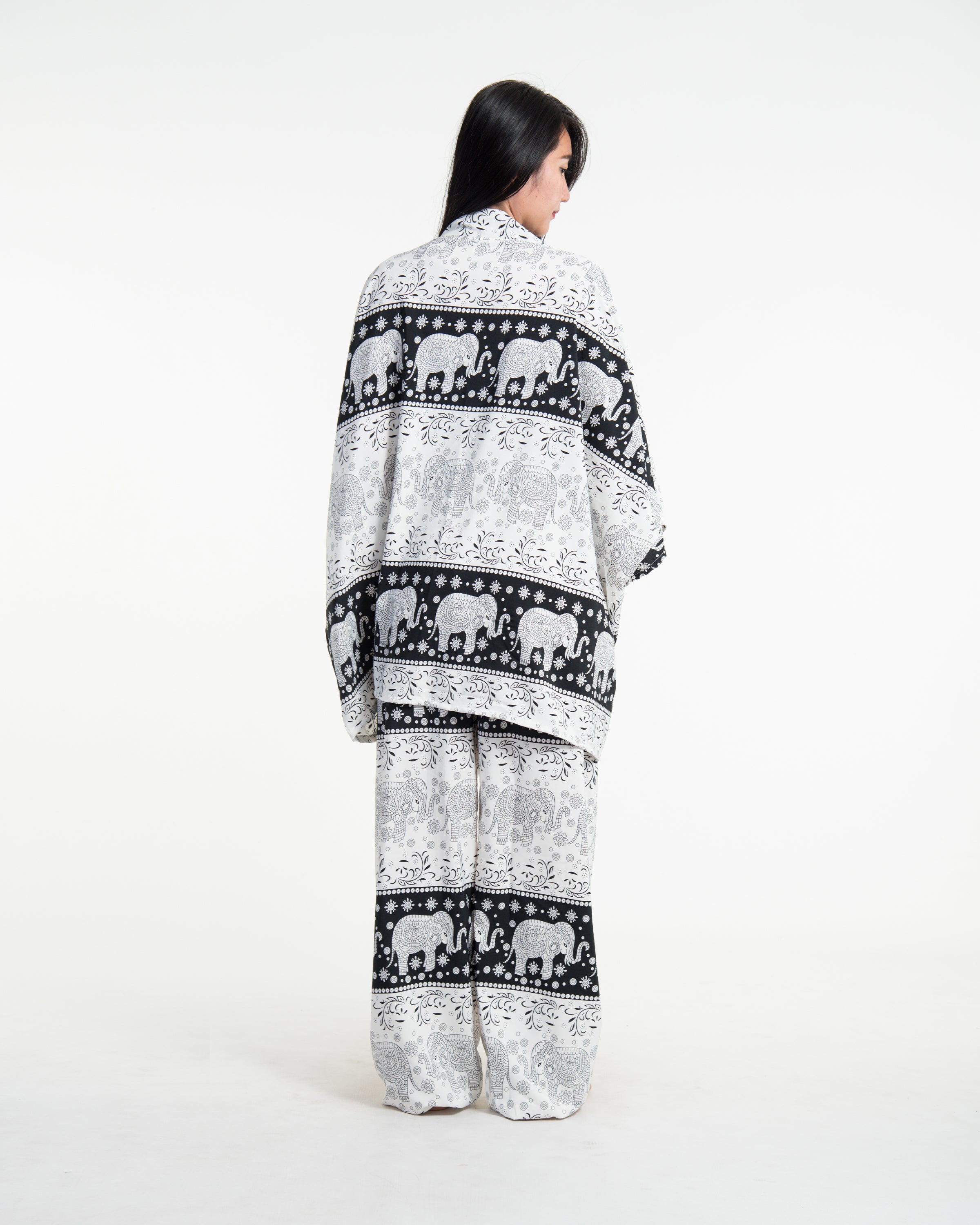 Unisex Floral Elephant Lounge Set in Black