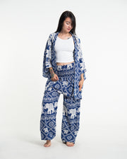 Unisex Diamond Elephant Lounge Set in Blue