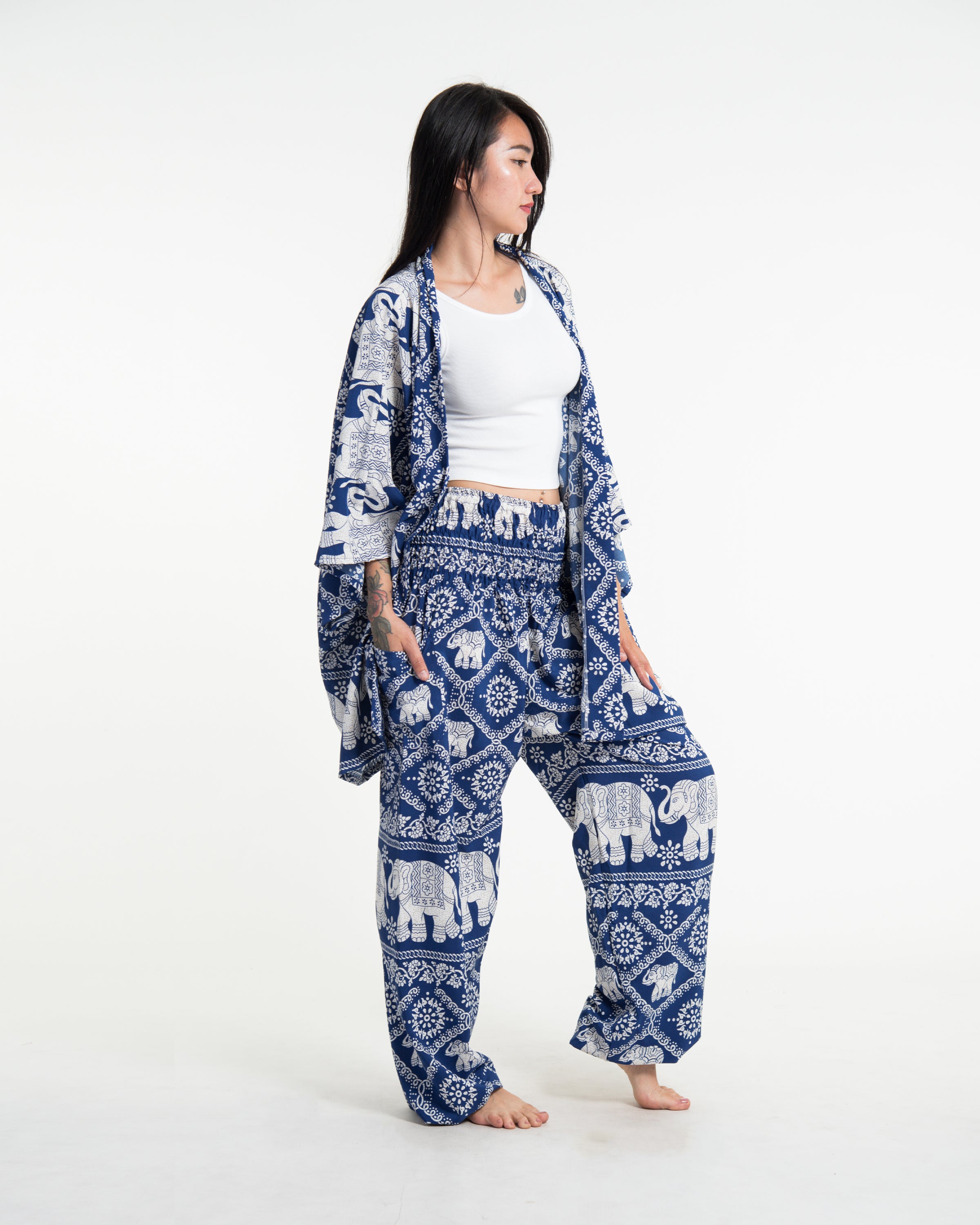 Unisex Diamond Elephant Lounge Set in Blue