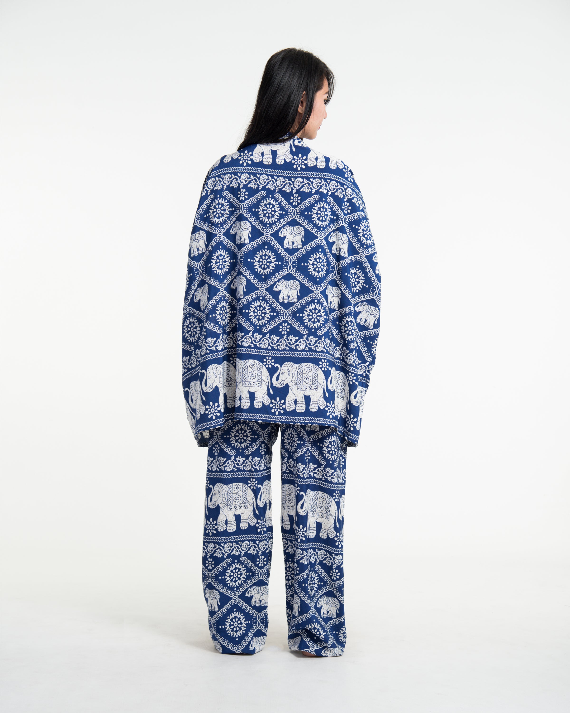 Unisex Diamond Elephant Lounge Set in Blue