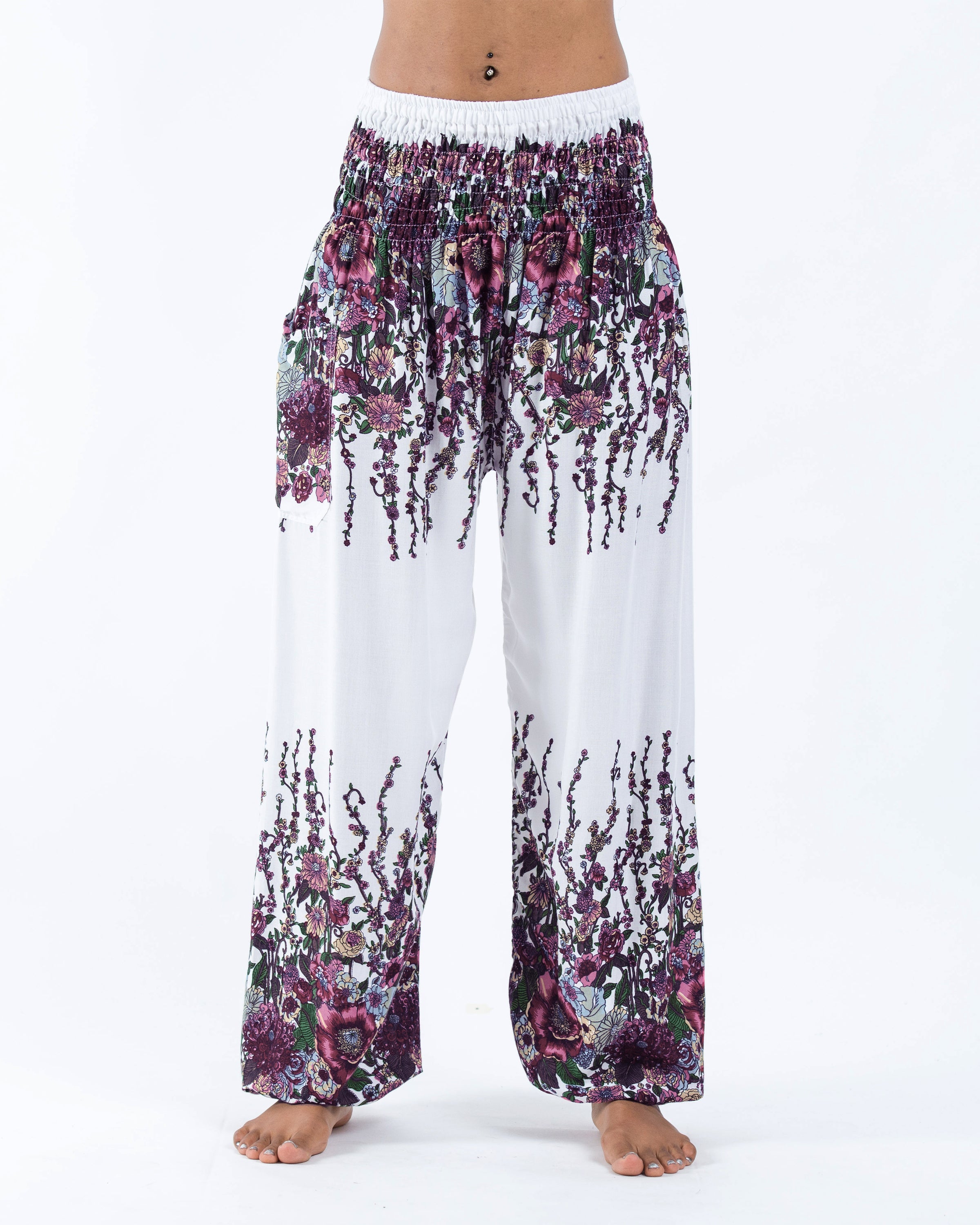 Floral Women's Harem Pants in White