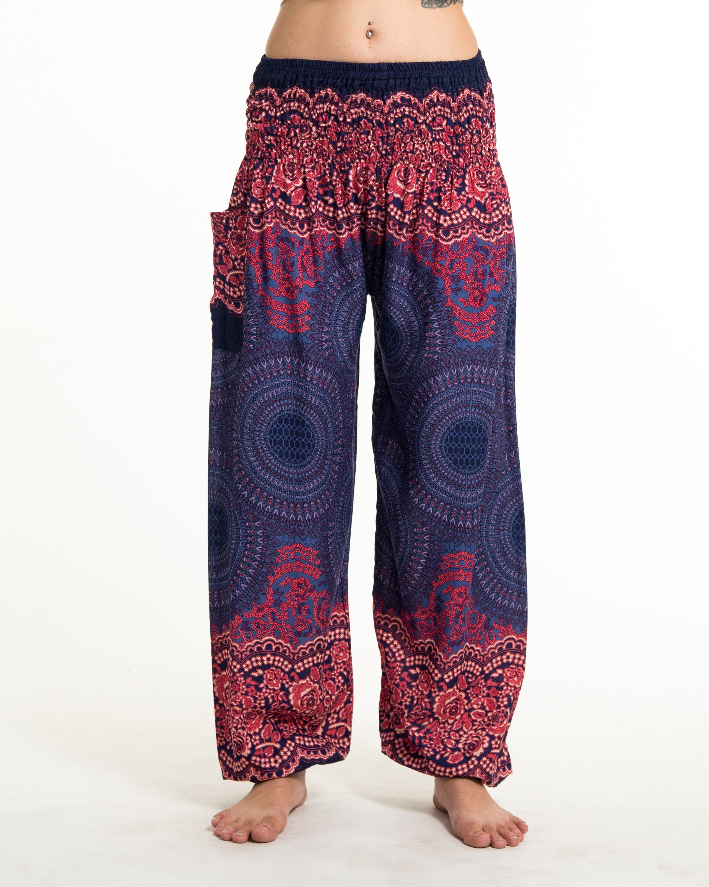 Geometric Mandalas Women's Harem Pants in Blue