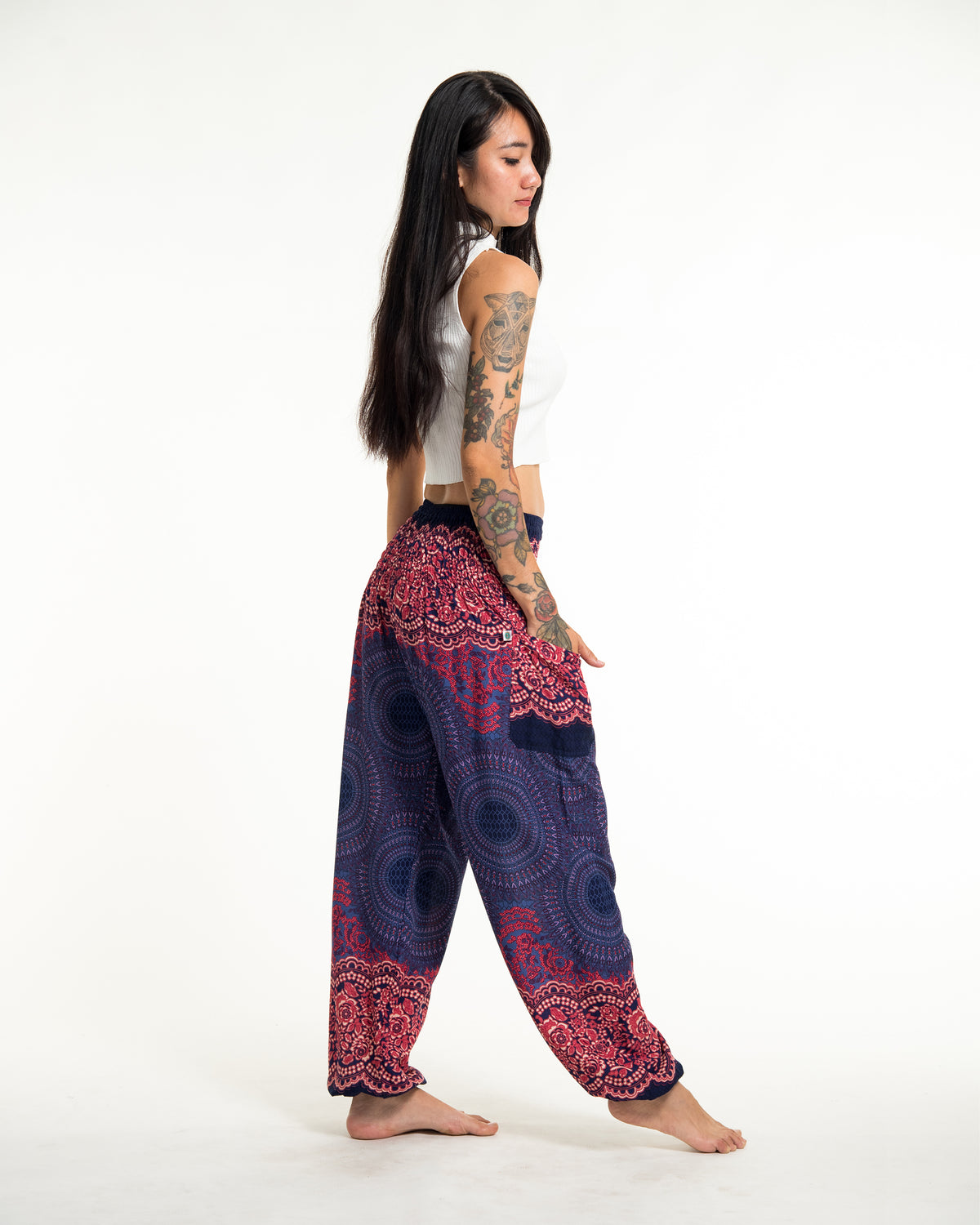 Geometric Mandalas Women's Harem Pants in Blue