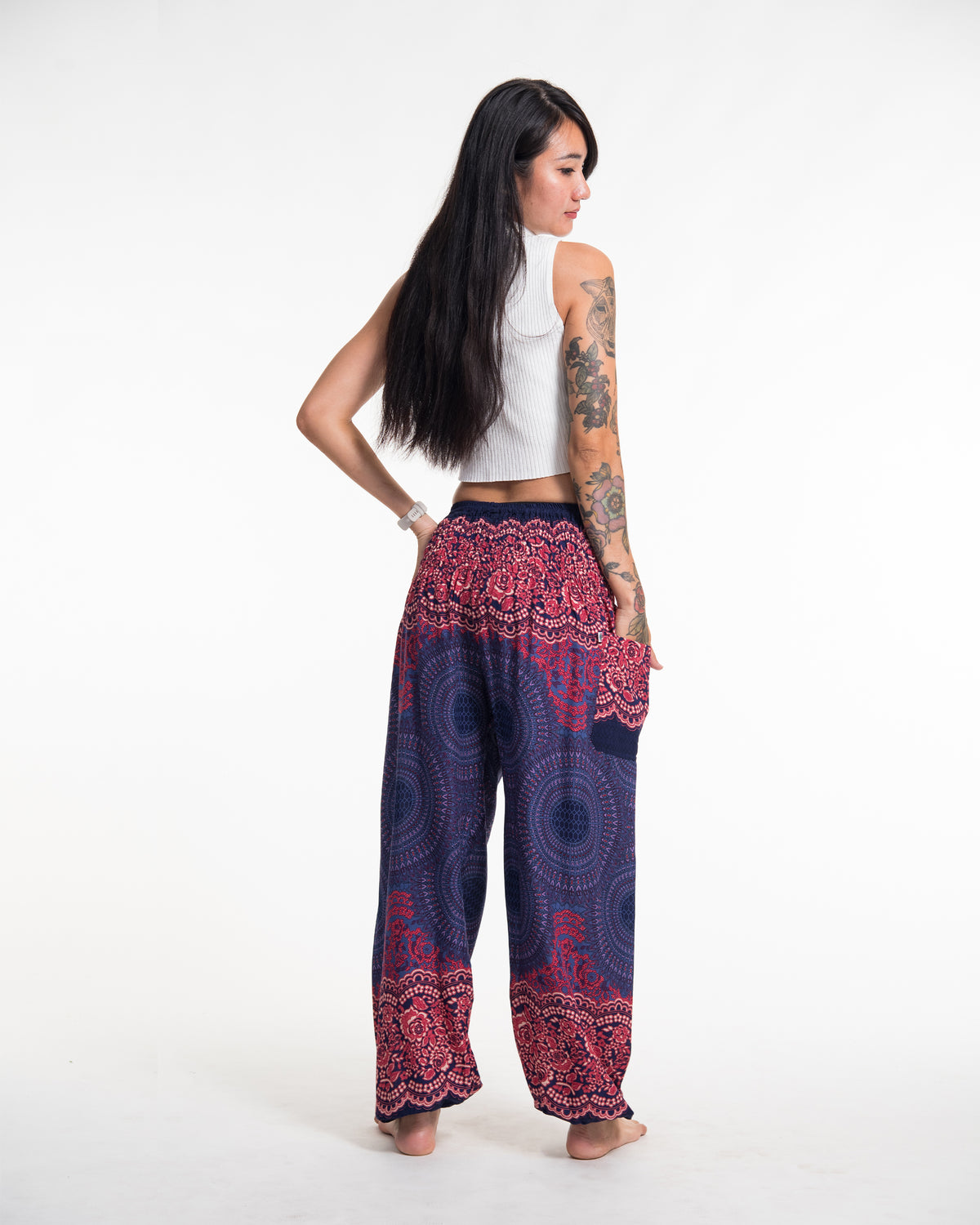 Geometric Mandalas Women's Harem Pants in Blue