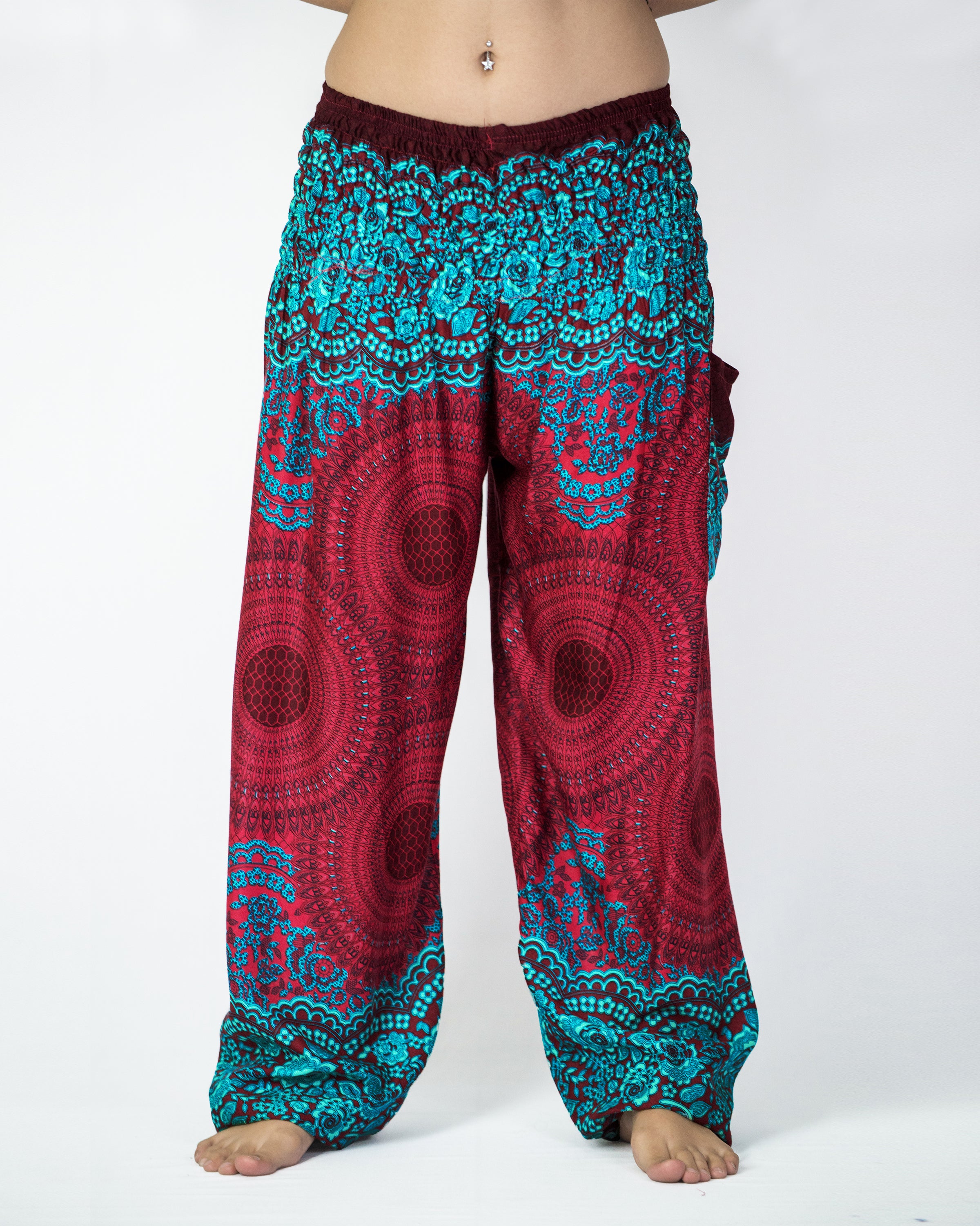 Geometric Mandalas Women's Harem Pants in Red