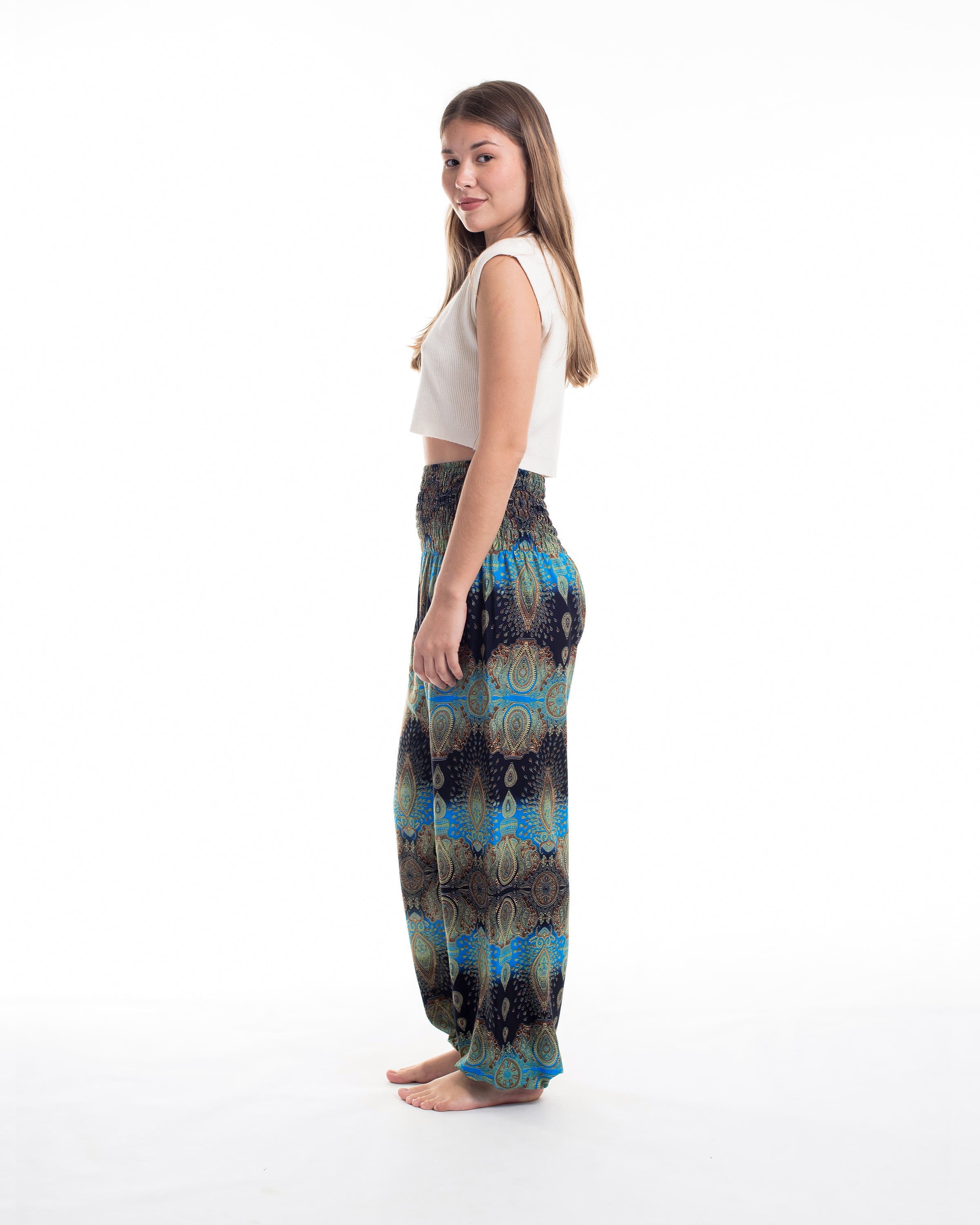Paisley Women's Harem Pants in Turquoise