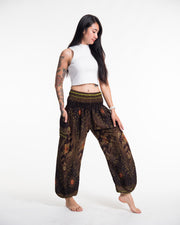 Peacock Eye Women's Harem Pants in Brown