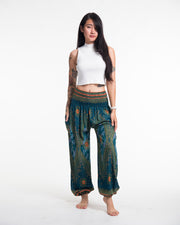 Peacock Eye Women's Harem Pants in Turquoise