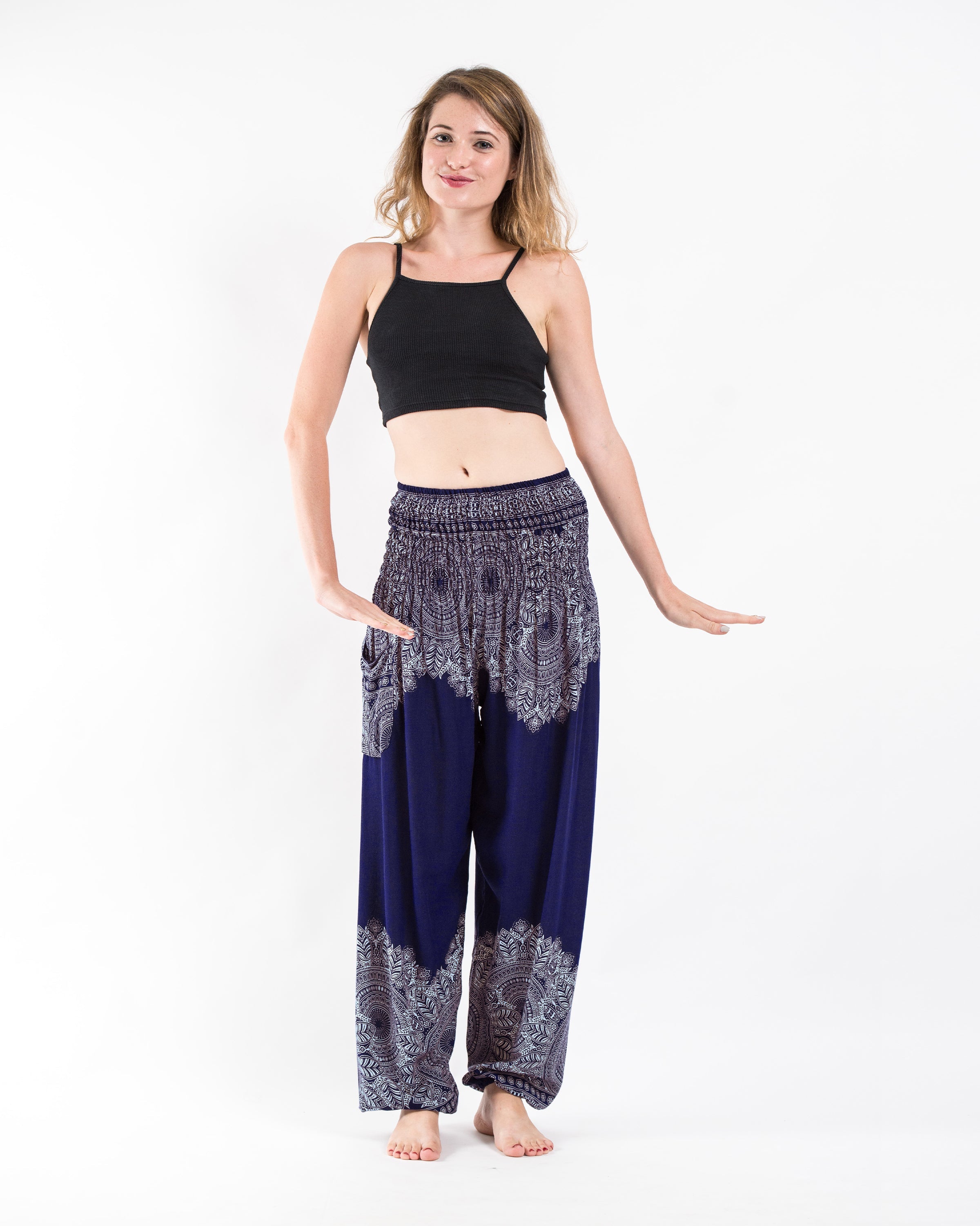 Floral Mandalas Women's Harem Pants in Blue
