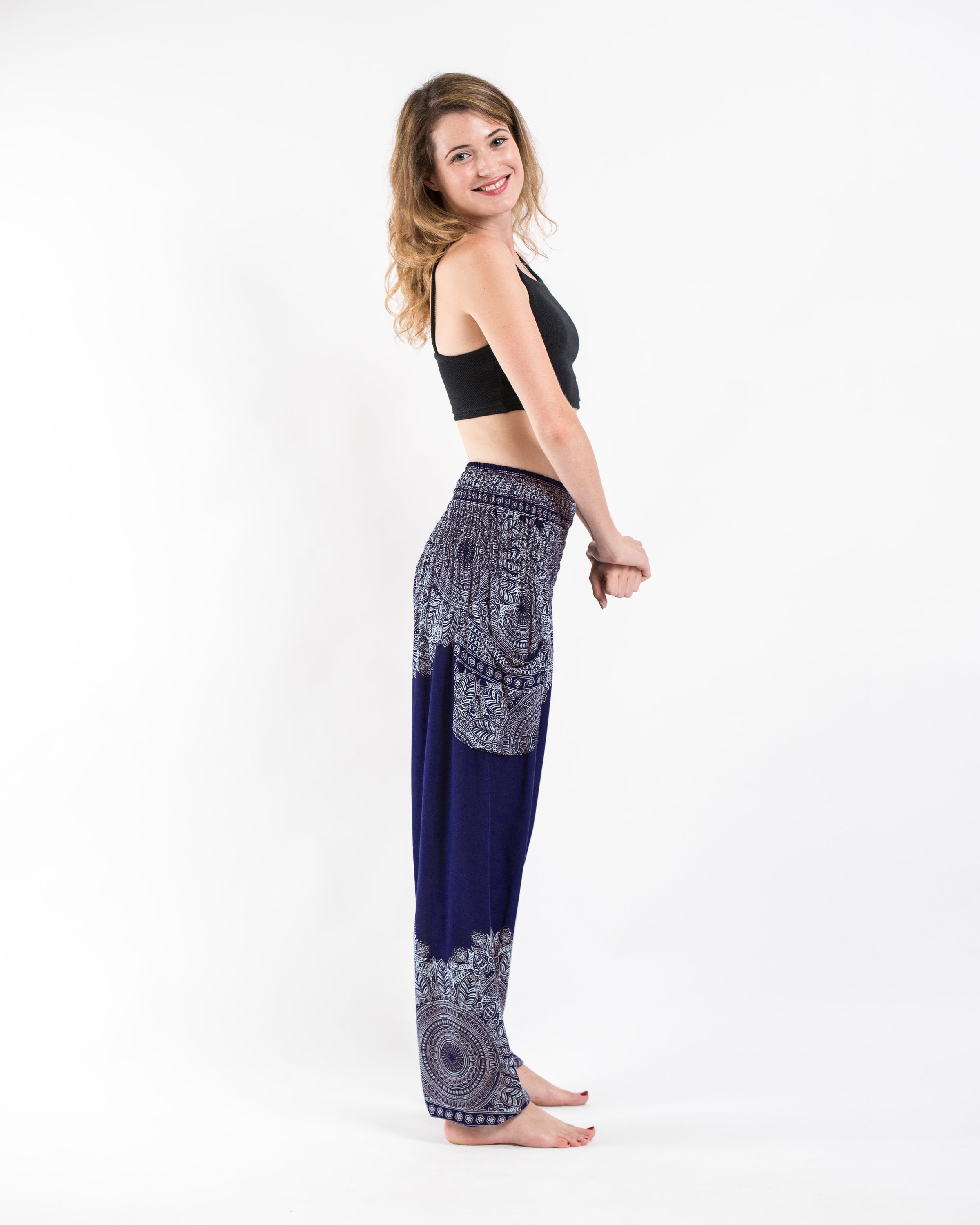 Floral Mandalas Women's Harem Pants in Blue