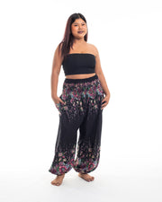 Plus Size Floral Women's Harem Pants in Black