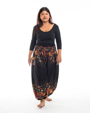 Plus Size Floral Women's Harem Pants in Black