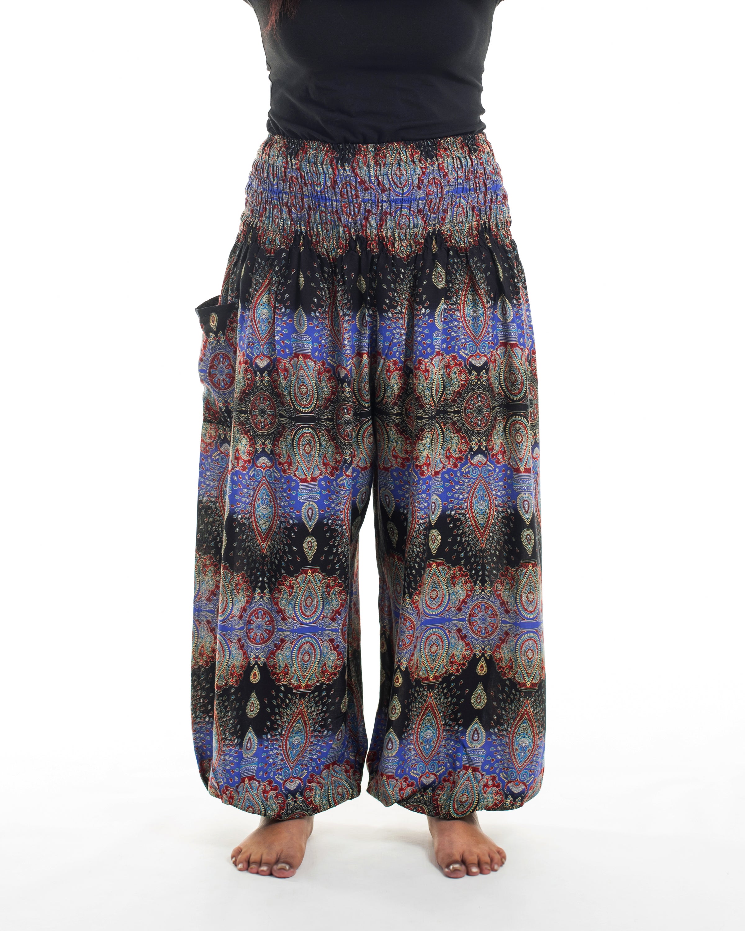 Plus Size Paisley Women's Harem Pants in Blue
