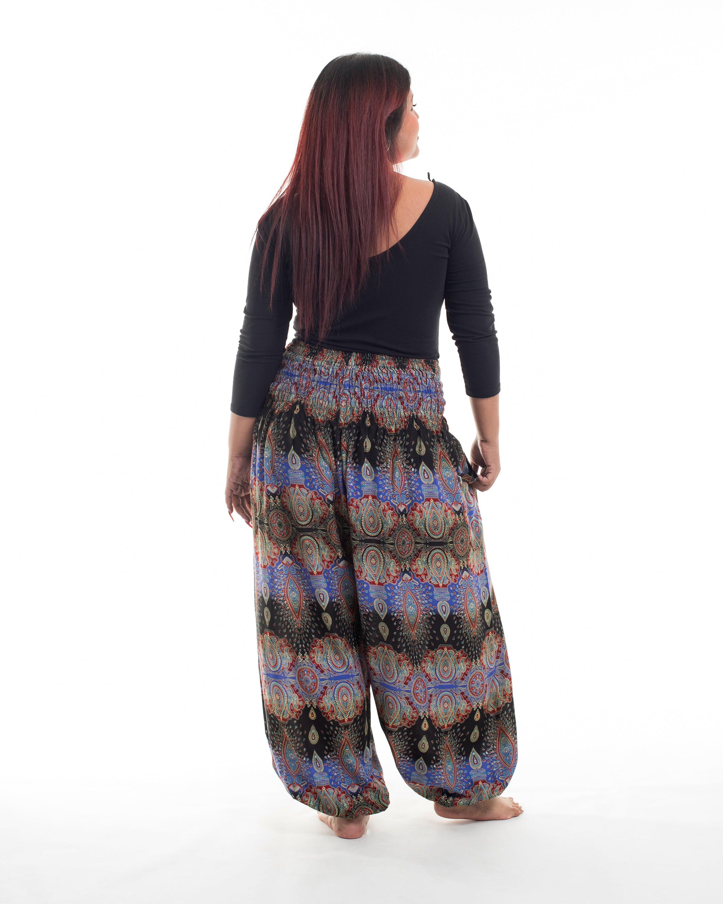 Plus Size Paisley Women's Harem Pants in Blue