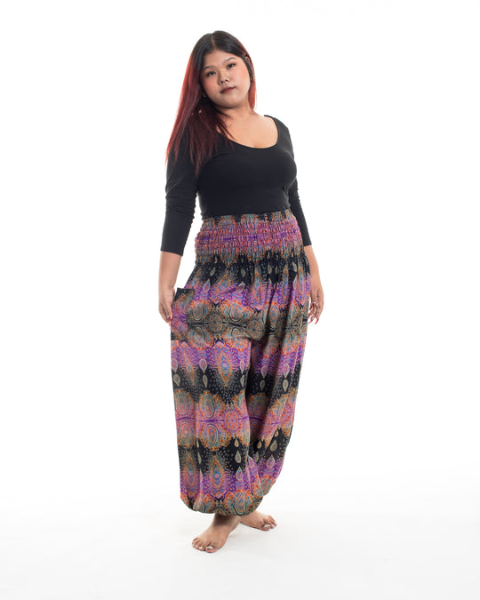 Plus Size Paisley Women's Harem Pants in Purple