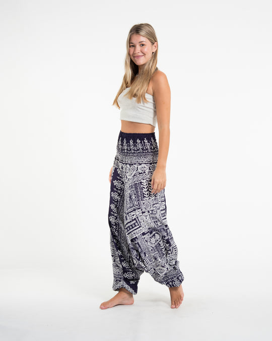 Tribal Prints 2-in-1 Jumpsuit Harem Pants in Navy