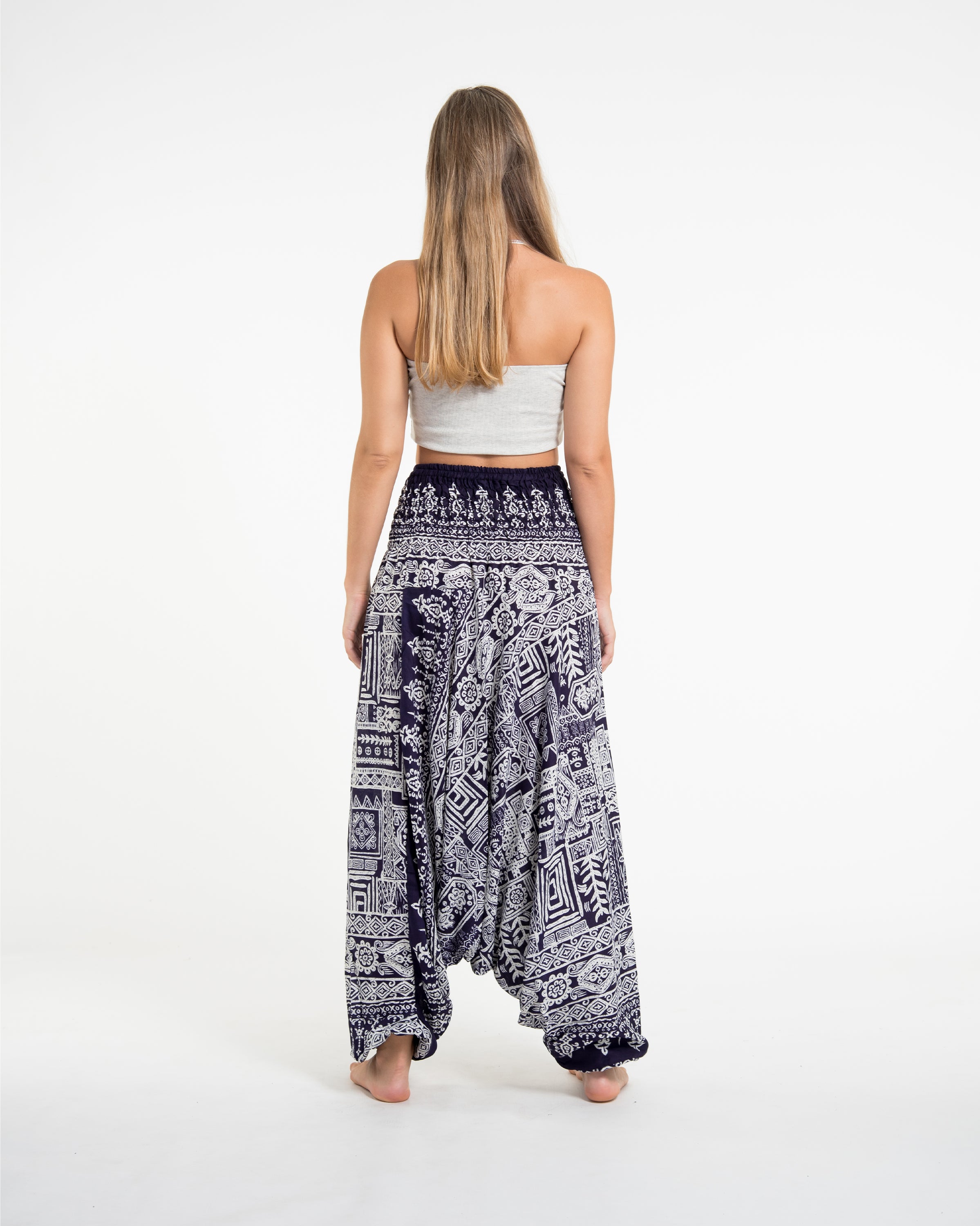 Tribal Prints 2-in-1 Jumpsuit Harem Pants in Navy