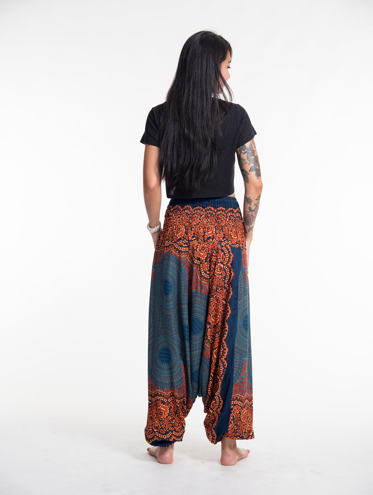 Geometric Mandalas 2-in-1 Jumpsuit Harem Pants in Turquoise