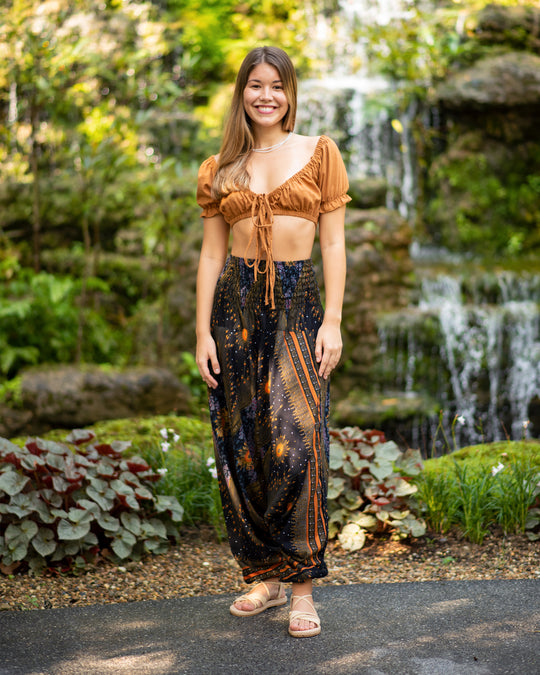 Peacock Eye 2-in-1 Jumpsuit Harem Pants in Black