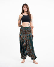 Paisley Feathers 2-in-1 Jumpsuit Harem Pants in Green